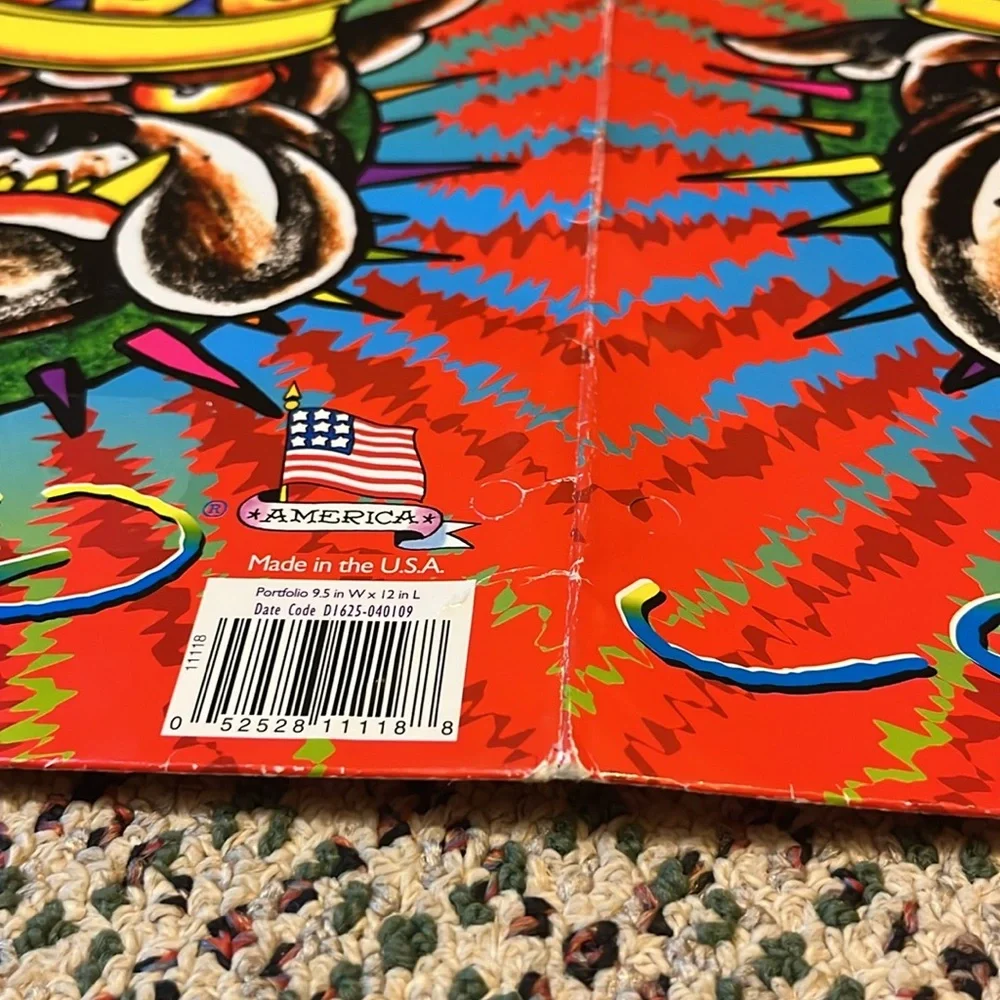 Ed Hardy vintage file folder licensed by Lisa Frank. Red with bulldog, made USA